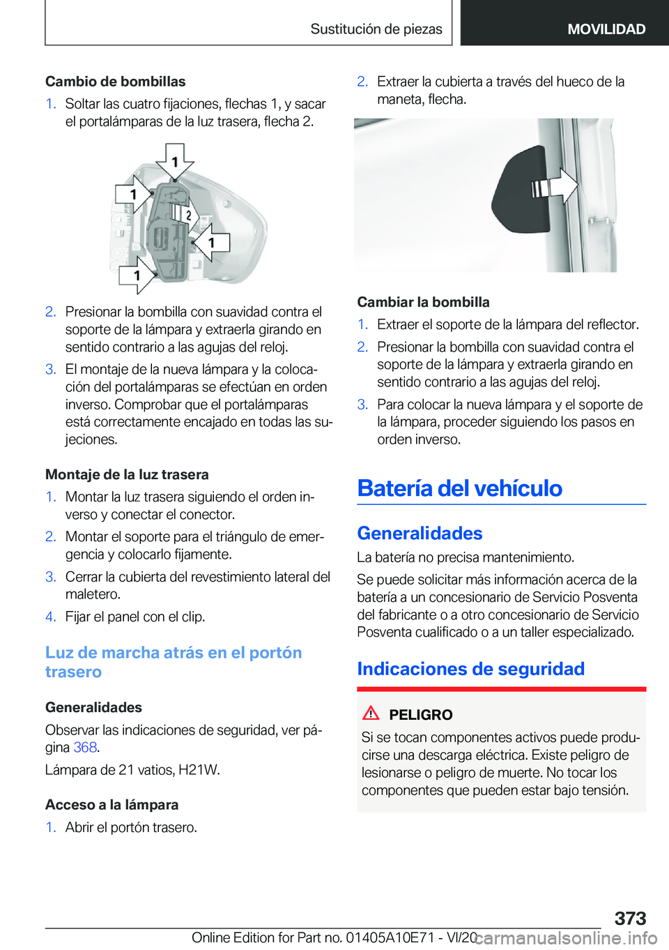 BMW X3 2021  Manuales de Empleo (in Spanish) �C�a�m�b�i�o��d�e��b�o�m�b�i�l�l�a�s�1�.�S�o�l�t�a�r��l�a�s��c�u�a�t�r�o��f�i�j�a�c�i�o�n�e�s�,��f�l�e�c�h�a�s��1�,��y��s�a�c�a�r�e�l��p�o�r�t�a�l�