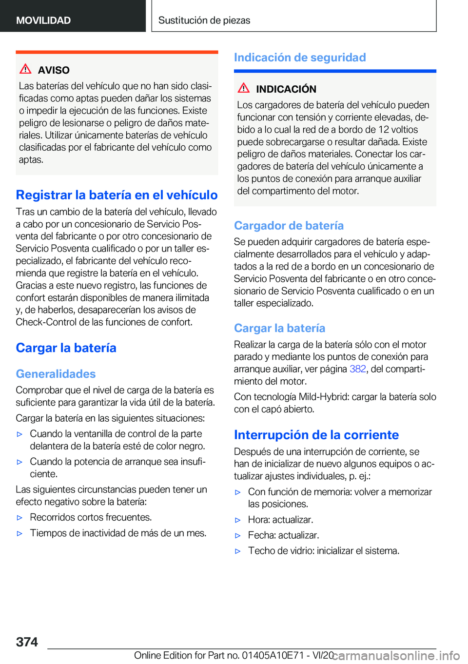 BMW X3 2021  Manuales de Empleo (in Spanish) �A�V�I�S�O
�L�a�s��b�a�t�e�r�