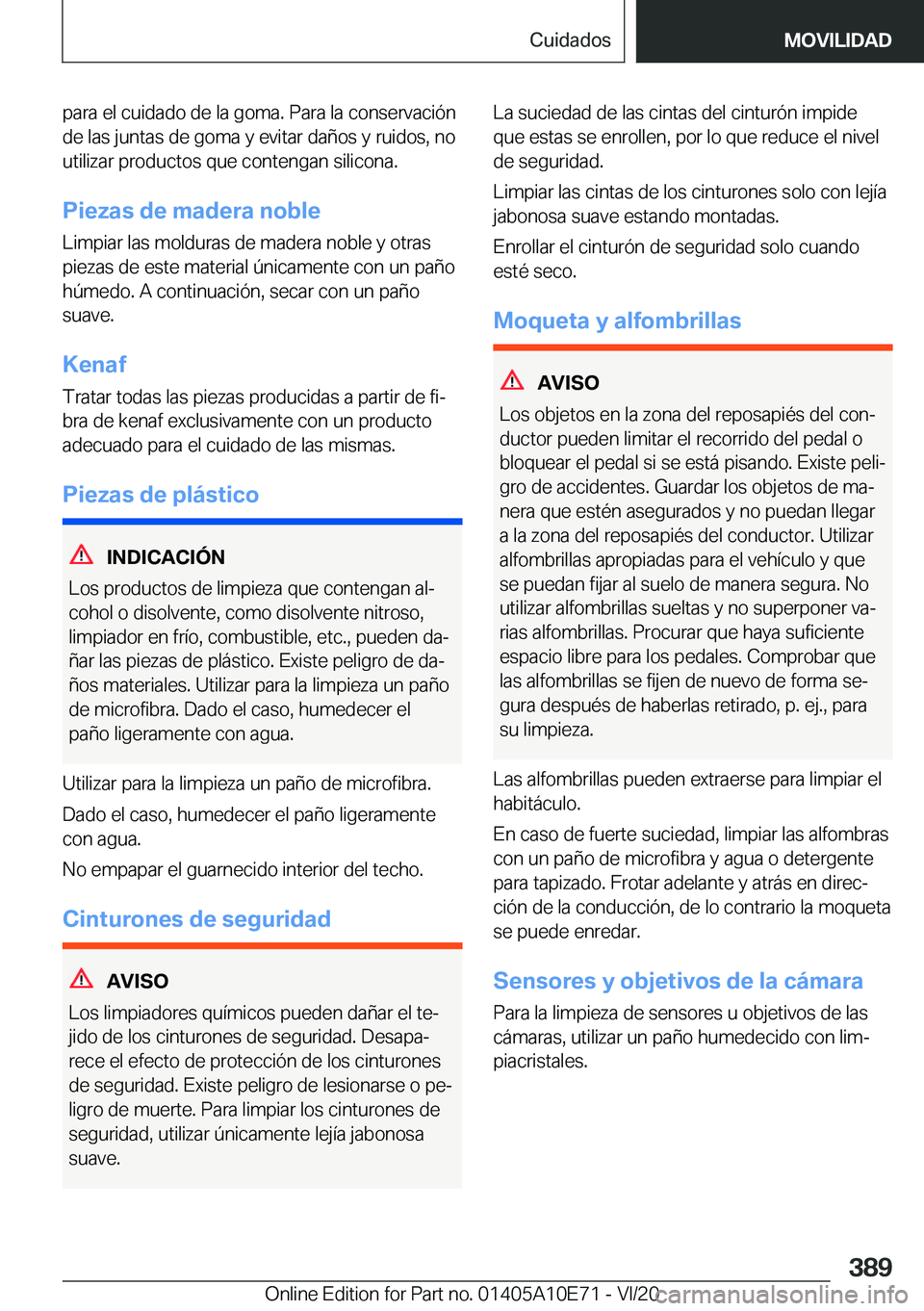 BMW X3 2021  Manuales de Empleo (in Spanish) �p�a�r�a��e�l��c�u�i�d�a�d�o��d�e��l�a��g�o�m�a�.��P�a�r�a��l�a��c�o�n�s�e�r�v�a�c�i�