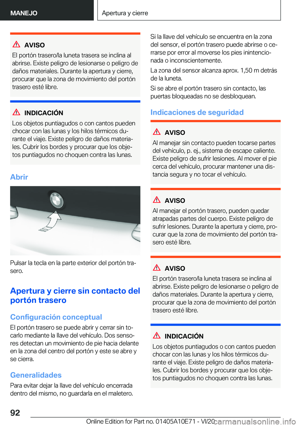 BMW X3 2021  Manuales de Empleo (in Spanish) �A�V�I�S�O
�E�l��p�o�r�t�