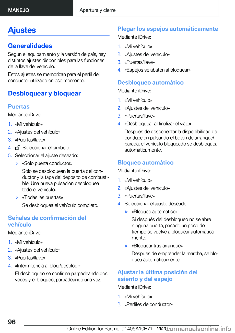 BMW X3 2021  Manuales de Empleo (in Spanish) �A�j�u�s�t�e�s
�G�e�n�e�r�a�l�i�d�a�d�e�s
�S�e�g�