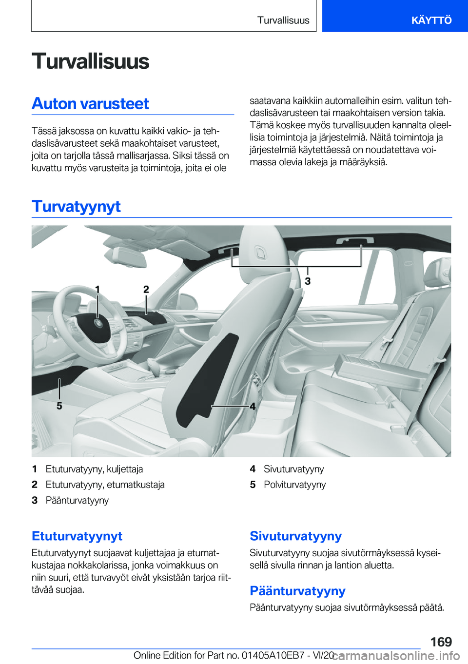 BMW X3 2021  Omistajan Käsikirja (in Finnish) �T�u�r�v�a�l�l�i�s�u�u�s�A�u�t�o�n��v�a�r�u�s�t�e�e�t
�T�