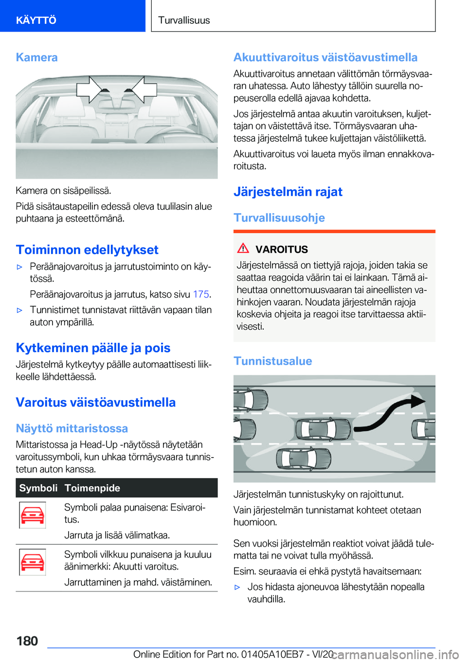 BMW X3 2021  Omistajan Käsikirja (in Finnish) �K�a�m�e�r�a
�K�a�m�e�r�a��o�n��s�i�s�