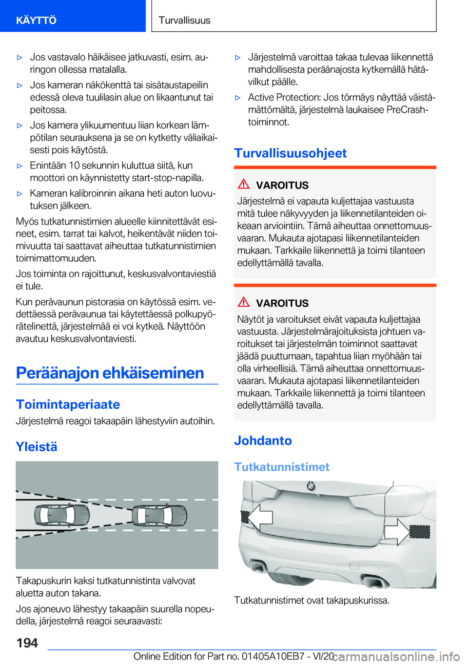 BMW X3 2021  Omistajan Käsikirja (in Finnish) 'x�J�o�s��v�a�s�t�a�v�a�l�o��h�