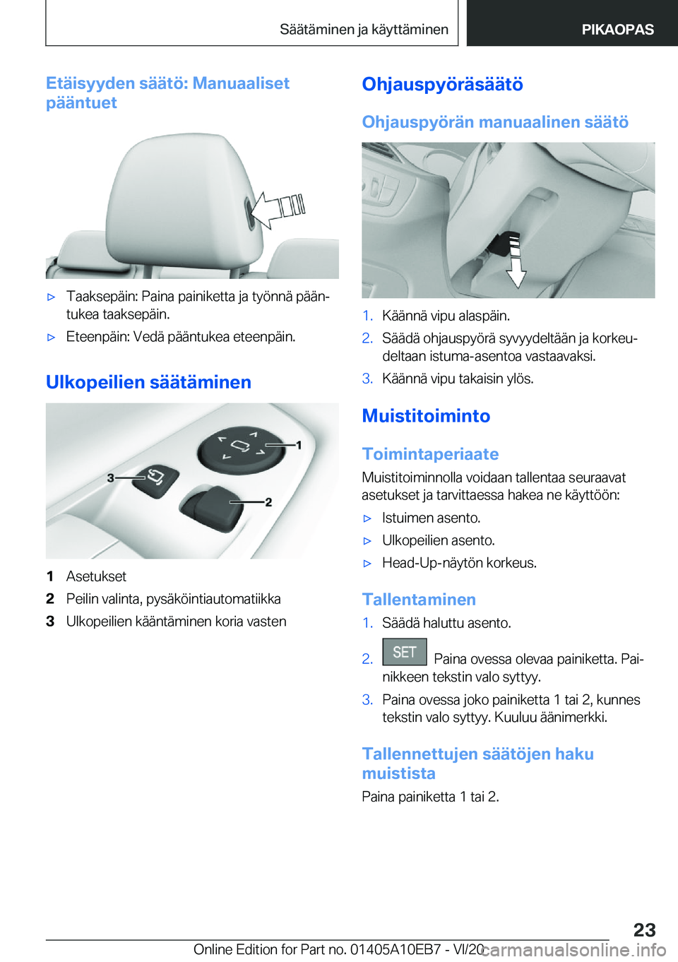 BMW X3 2021  Omistajan Käsikirja (in Finnish) �E�t�