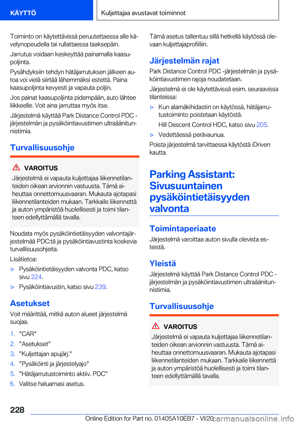 BMW X3 2021  Omistajan Käsikirja (in Finnish) �T�o�i�m�i�n�t�o��o�n��k�