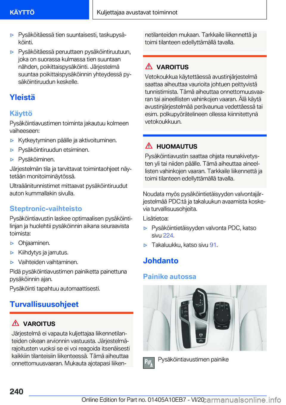 BMW X3 2021  Omistajan Käsikirja (in Finnish) 'x�P�y�s�