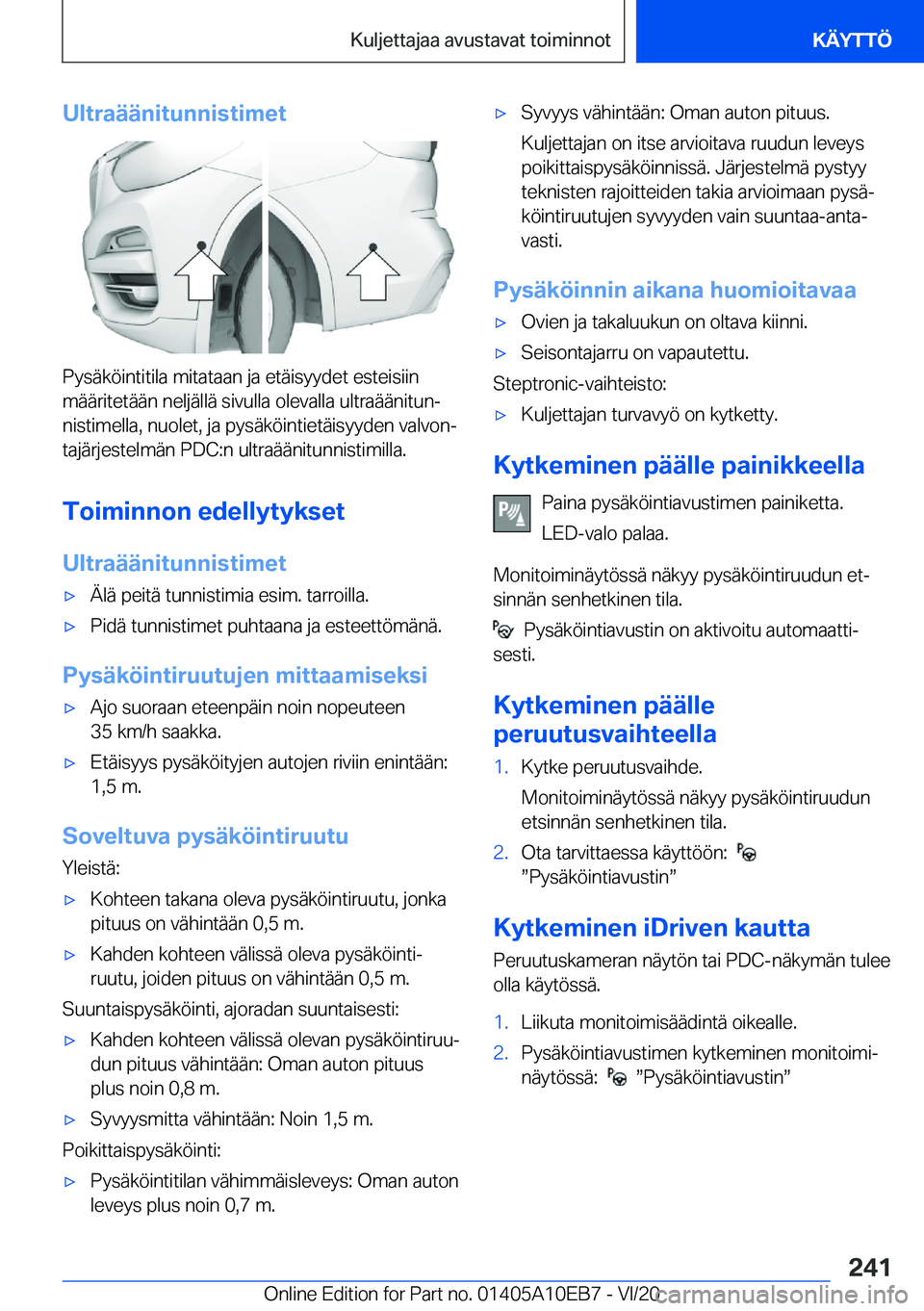 BMW X3 2021  Omistajan Käsikirja (in Finnish) �U�l�t�r�a�