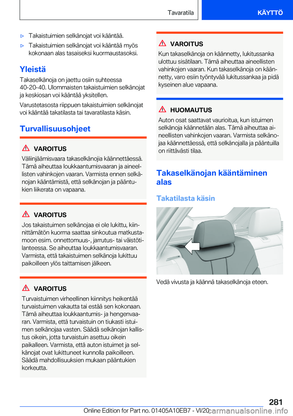 BMW X3 2021  Omistajan Käsikirja (in Finnish) 'x�T�a�k�a�i�s�t�u�i�m�i�e�n��s�e�l�k�