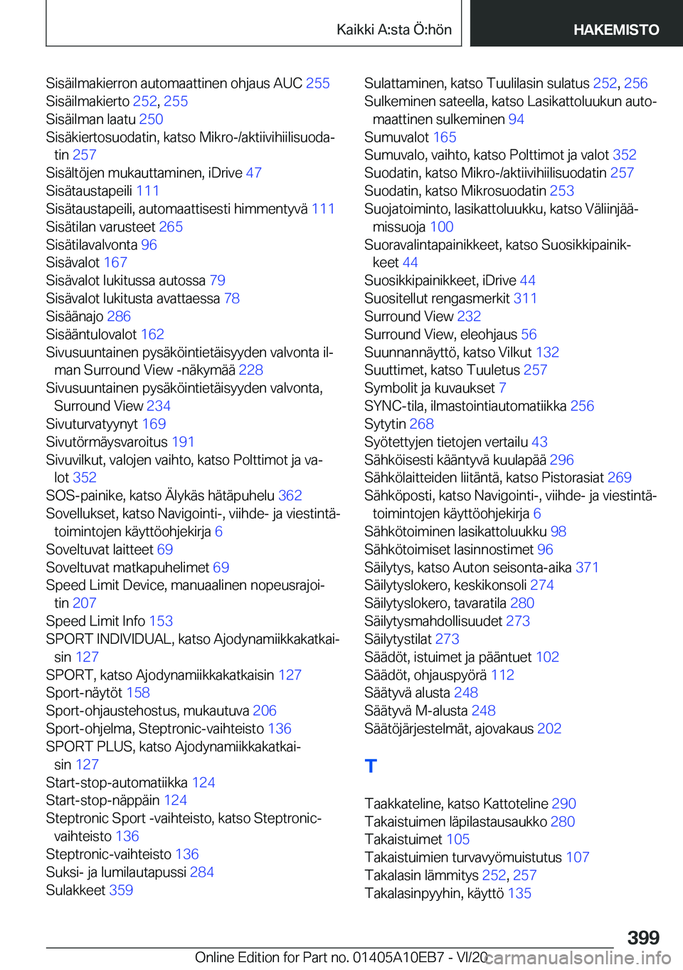 BMW X3 2021  Omistajan Käsikirja (in Finnish) �S�i�s�