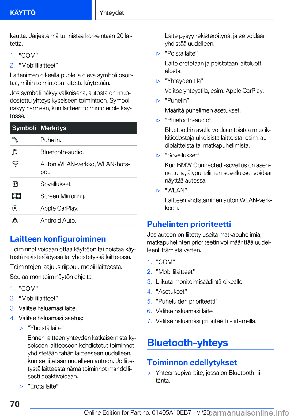 BMW X3 2021  Omistajan Käsikirja (in Finnish) �k�a�u�t�t�a�.��J�