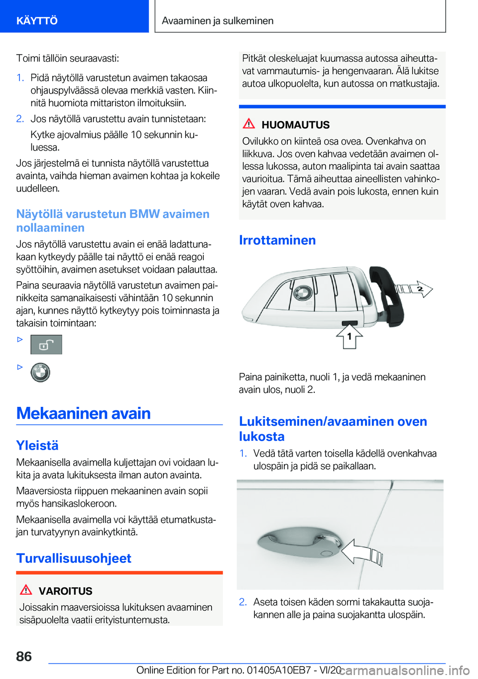 BMW X3 2021  Omistajan Käsikirja (in Finnish) �T�o�i�m�i��t�