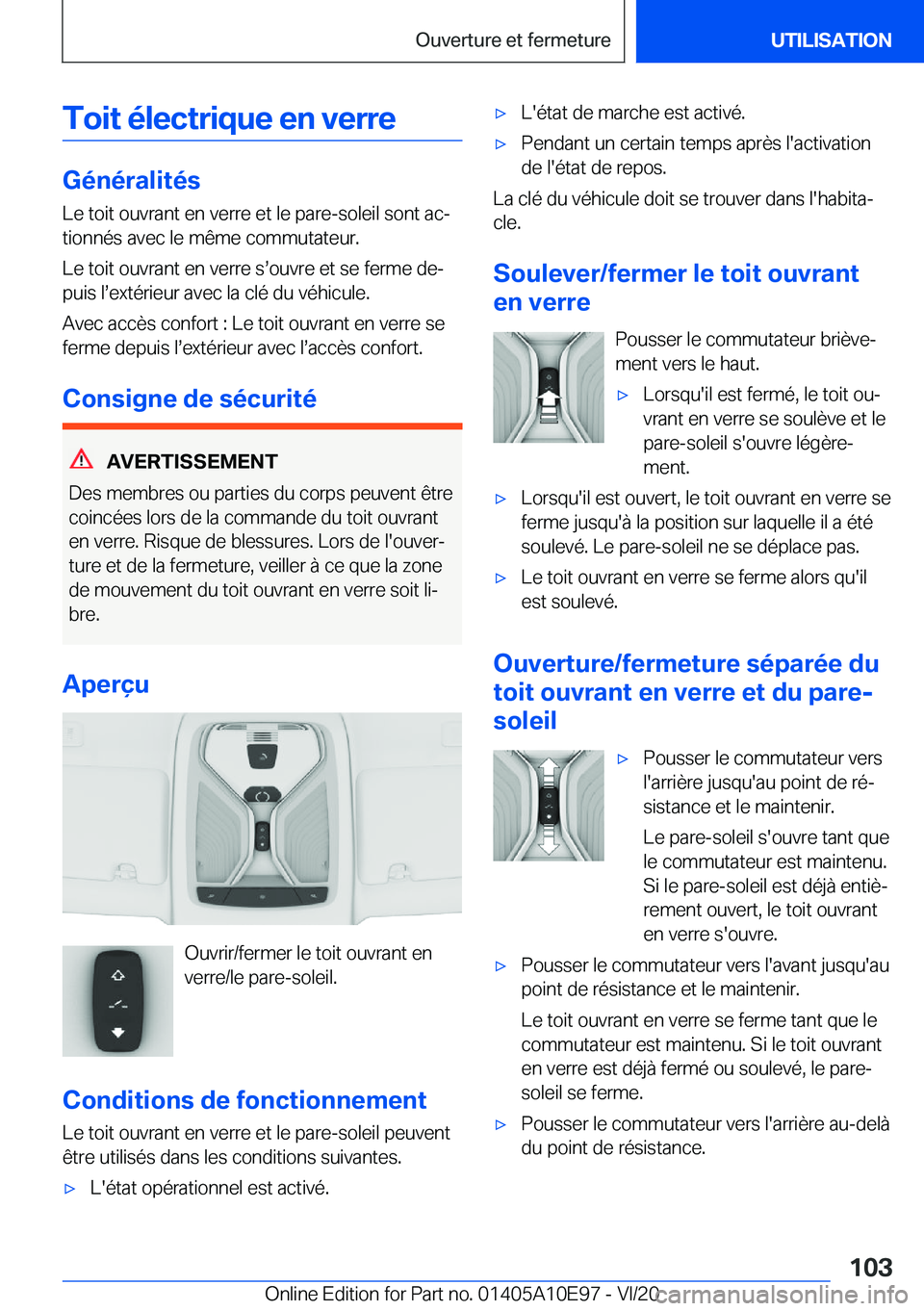 BMW X3 2021  Notices Demploi (in French) �T�o�i�t��é�l�e�c�t�r�i�q�u�e��e�n��v�e�r�r�e
�G�é�n�é�r�a�l�i�t�é�s�L�e��t�o�i�t��o�u�v�r�a�n�t��e�n��v�e�r�r�e��e�t��l�e��p�a�r�e�-�s�o�l�e�i�l��s�o�n�t��a�cj
�t�i�o�n�n�é�s��a�v�