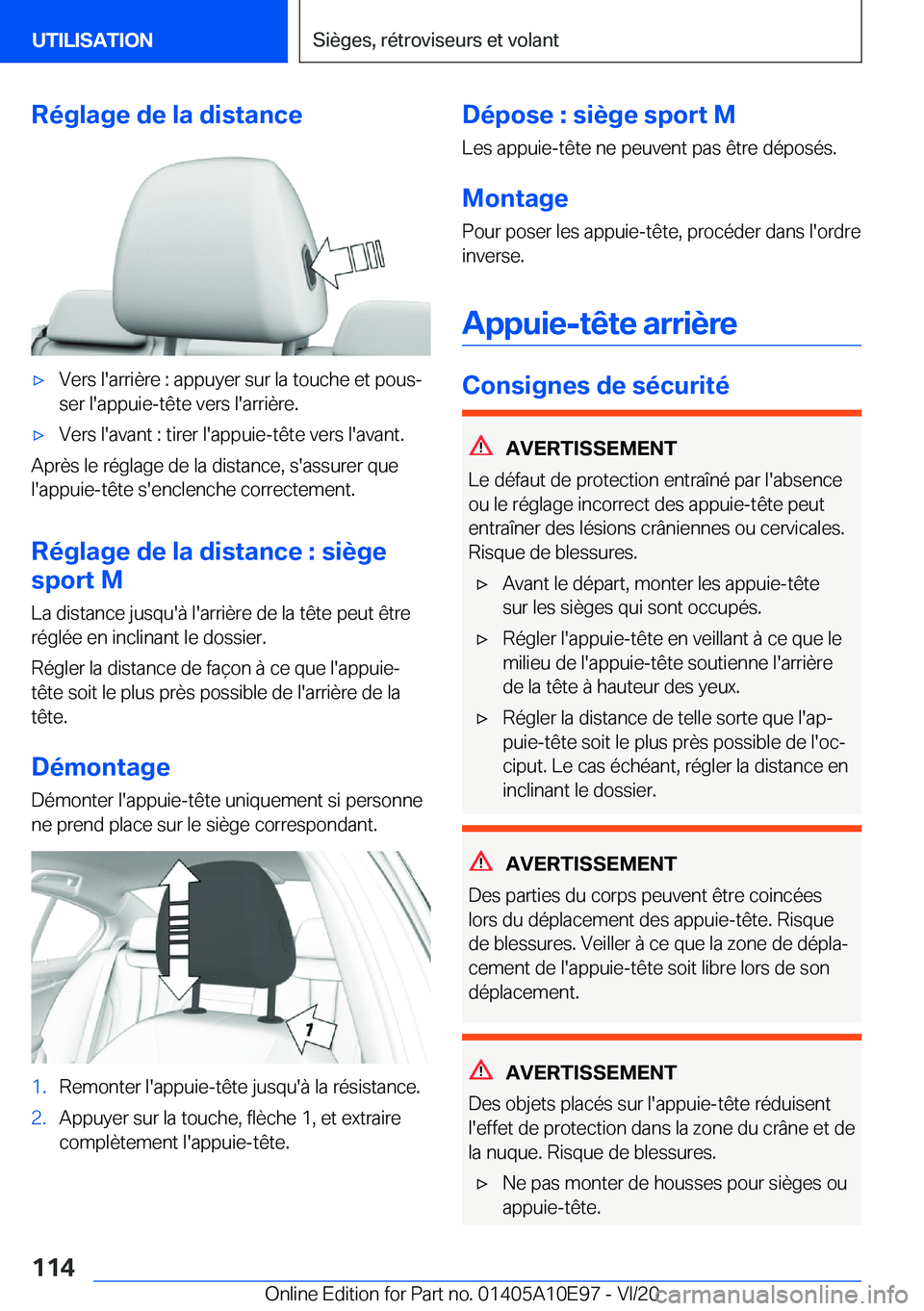 BMW X3 2021  Notices Demploi (in French) �R�é�g�l�a�g�e��d�e��l�a��d�i�s�t�a�n�c�e'x�V�e�r�s��l�'�a�r�r�i�è�r�e��:��a�p�p�u�y�e�r��s�u�r��l�a��t�o�u�c�h�e��e�t��p�o�u�sj�s�e�r��l�'�a�p�p�u�i�e�-�t�ê�t�e��v�e�r�s�