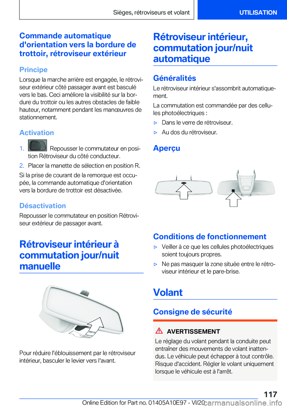 BMW X3 2021  Notices Demploi (in French) �C�o�m�m�a�n�d�e��a�u�t�o�m�a�t�i�q�u�e
�d�'�o�r�i�e�n�t�a�t�i�o�n��v�e�r�s��l�a��b�o�r�d�u�r�e��d�e
�t�r�o�t�t�o�i�r�,��r�é�t�r�o�v�i�s�e�u�r��e�x�t�é�r�i�e�u�r
�P�r�i�n�c�i�p�e�L�o�r�s�