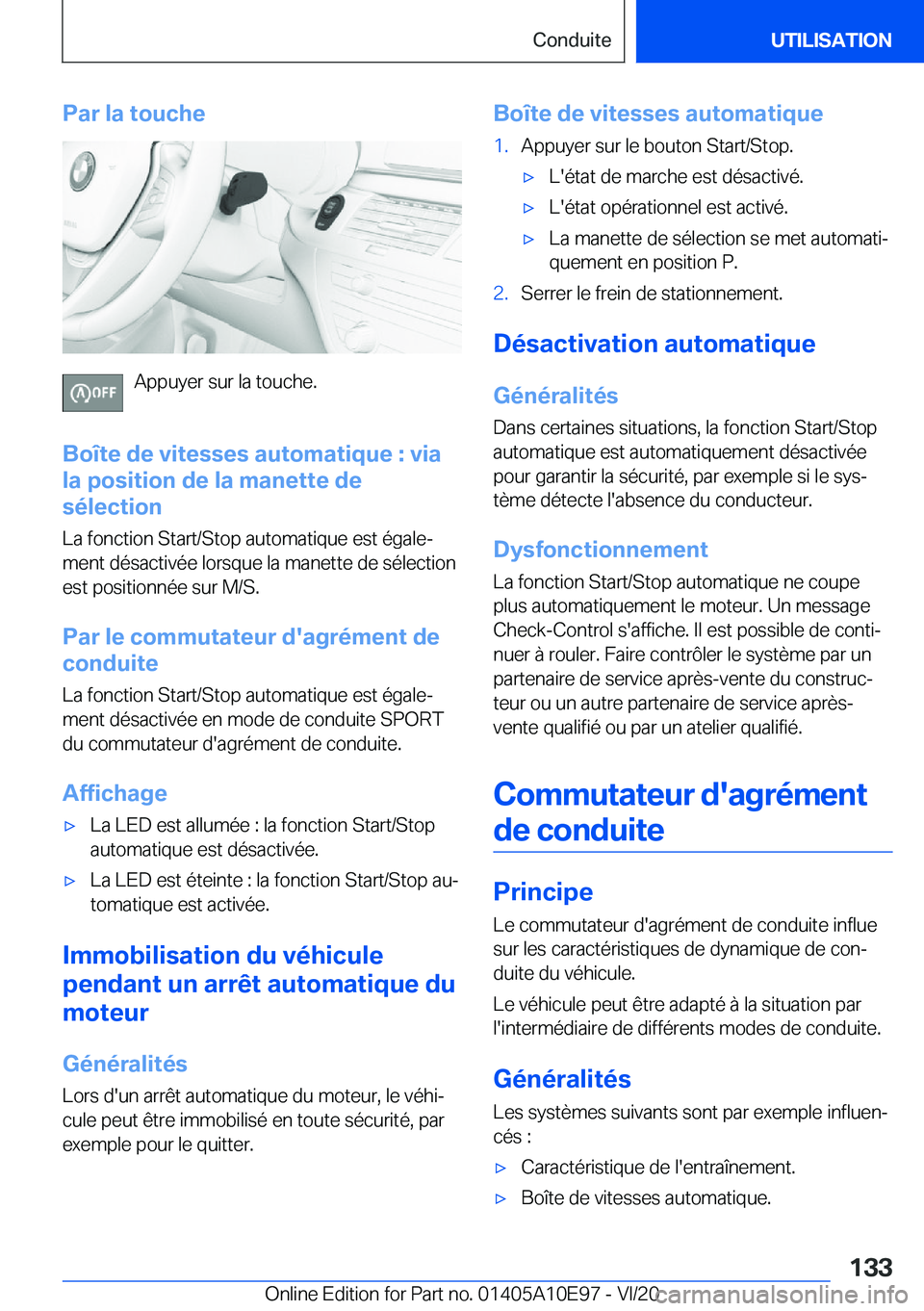 BMW X3 2021  Notices Demploi (in French) �P�a�r��l�a��t�o�u�c�h�e
�A�p�p�u�y�e�r��s�u�r��l�a��t�o�u�c�h�e�.
�B�o�