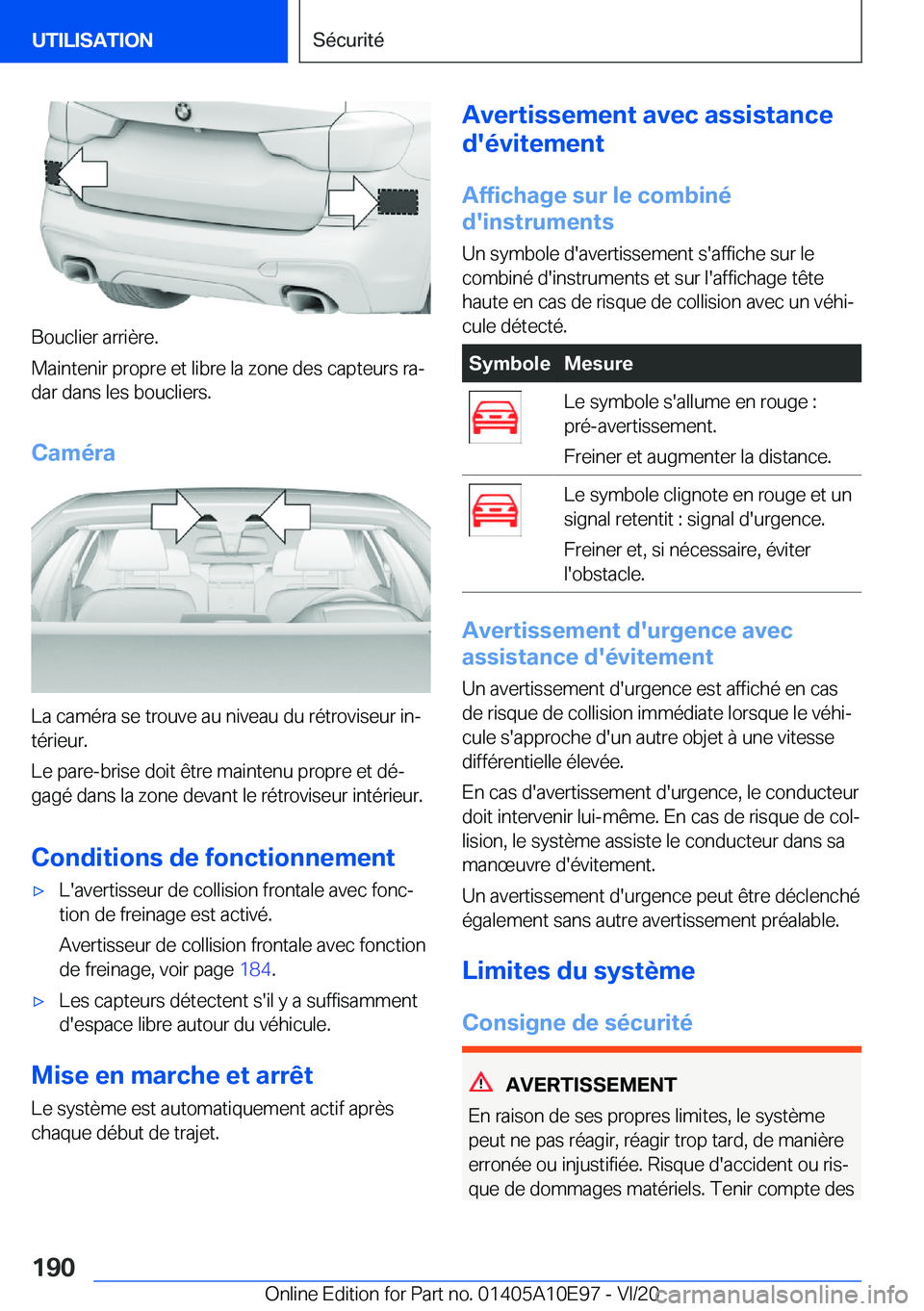 BMW X3 2021  Notices Demploi (in French) �B�o�u�c�l�i�e�r��a�r�r�i�è�r�e�.
�M�a�i�n�t�e�n�i�r��p�r�o�p�r�e��e�t��l�i�b�r�e��l�a��z�o�n�e��d�e�s��c�a�p�t�e�u�r�s��r�aj
�d�a�r��d�a�n�s��l�e�s��b�o�u�c�l�i�e�r�s�.
�C�a�m�é�r�a
�L