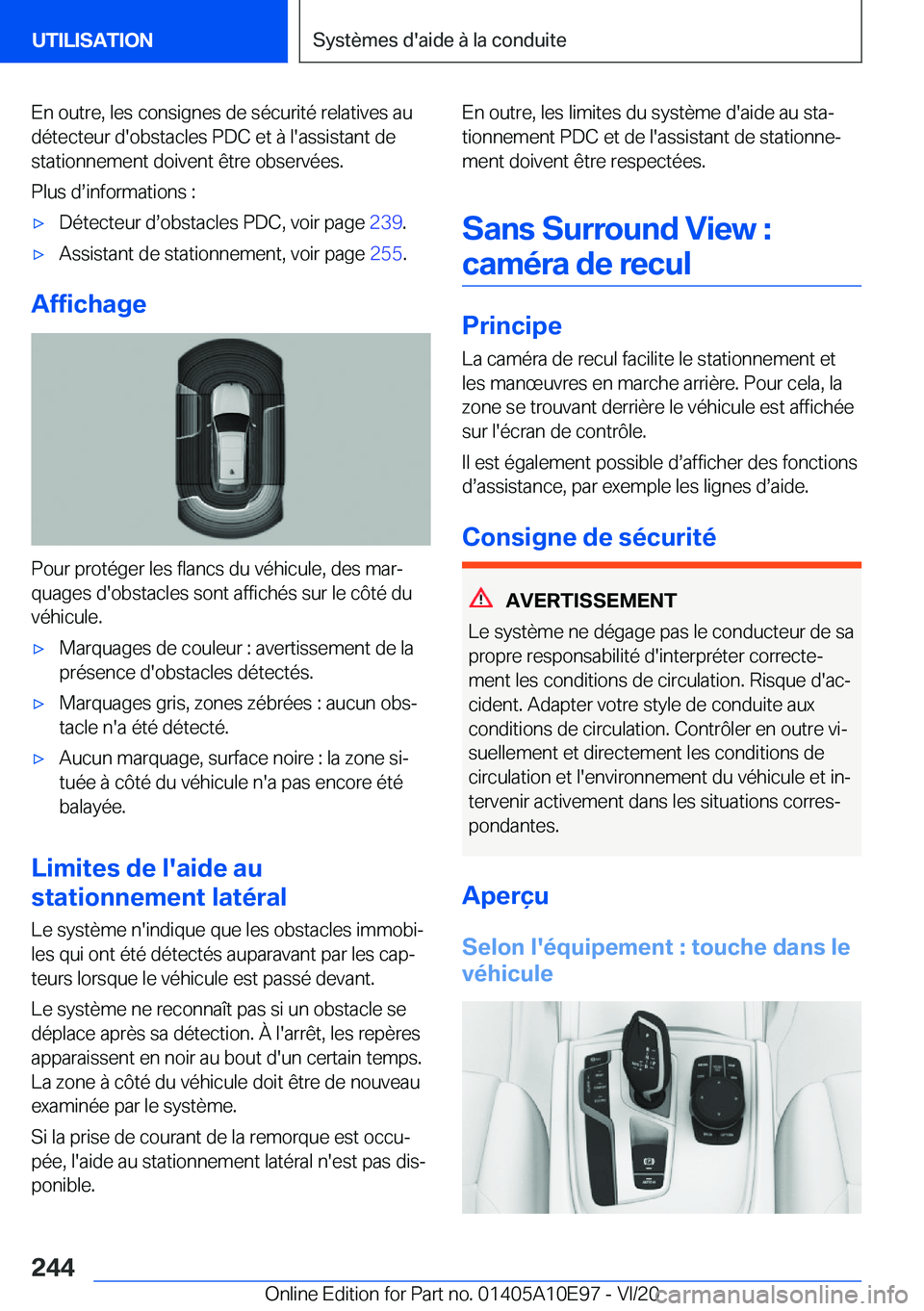 BMW X3 2021  Notices Demploi (in French) �E�n��o�u�t�r�e�,��l�e�s��c�o�n�s�i�g�n�e�s��d�e��s�é�c�u�r�i�t�é��r�e�l�a�t�i�v�e�s��a�u
�d�é�t�e�c�t�e�u�r��d�'�o�b�s�t�a�c�l�e�s��P�D�C��e�t��