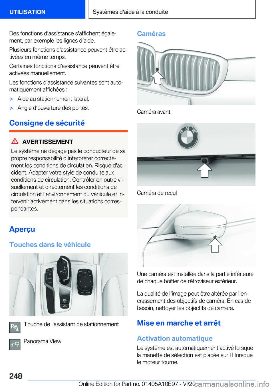 BMW X3 2021  Notices Demploi (in French) �D�e�s��f�o�n�c�t�i�o�n�s��ds�a�s�s�i�s�t�a�n�c�e��ss�a�f�f�i�c�h�e�n�t��é�g�a�l�ej�m�e�n�t�,��p�a�r��e�x�e�m�p�l�e��l�e�s��l�i�g�n�e�s��ds�a�i�d�e�.
�P�l�u�s�i�e�u�r�s��f�o�n�c�t�i�o�n
