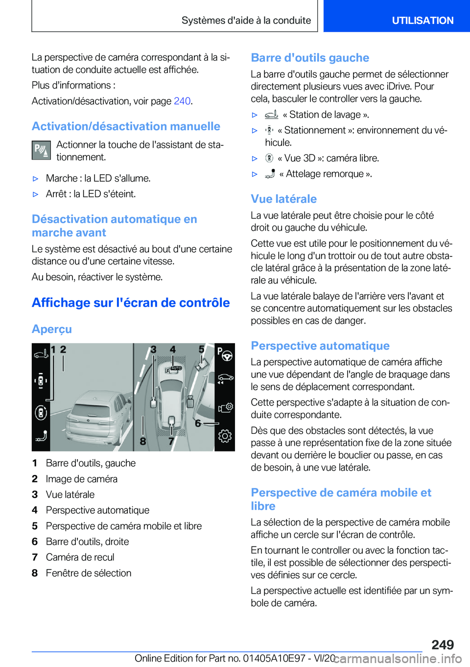 BMW X3 2021  Notices Demploi (in French) �L�a��p�e�r�s�p�e�c�t�i�v�e��d�e��c�a�m�é�r�a��c�o�r�r�e�s�p�o�n�d�a�n�t��