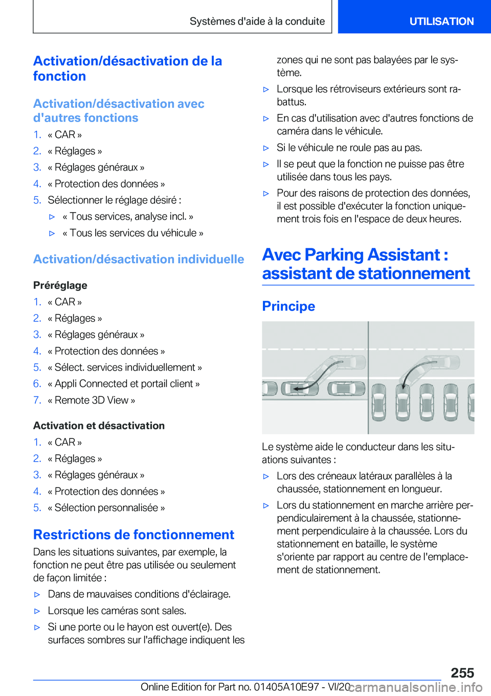 BMW X3 2021  Notices Demploi (in French) �A�c�t�i�v�a�t�i�o�n�/�d�é�s�a�c�t�i�v�a�t�i�o�n��d�e��l�a
�f�o�n�c�t�i�o�n
�A�c�t�i�v�a�t�i�o�n�/�d�é�s�a�c�t�i�v�a�t�i�o�n��a�v�e�c �d�'�a�u�t�r�e�s��f�o�n�c�t�i�o�n�s�1�.�k��C�A�R��{�2�
