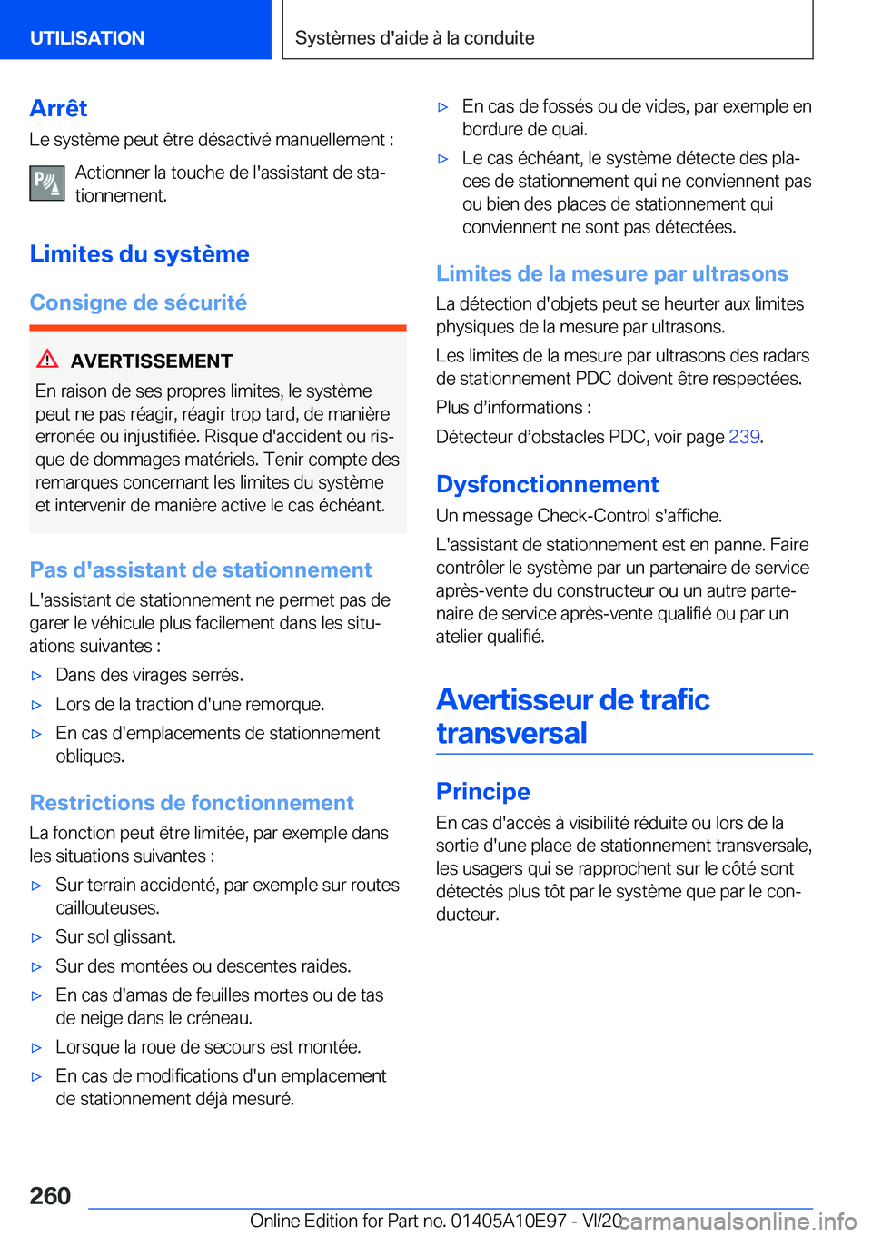 BMW X3 2021  Notices Demploi (in French) �A�r�r�ê�t�L�e��s�y�s�t�è�m�e��p�e�u�t��ê�t�r�e��d�é�s�a�c�t�i�v�é��m�a�n�u�e�l�l�e�m�e�n�t��:
�A�c�t�i�o�n�n�e�r��l�a��t�o�u�c�h�e��d�e��l�'�a�s�s�i�s�t�a�n�t��d�e��s�t�aj
�t�i�