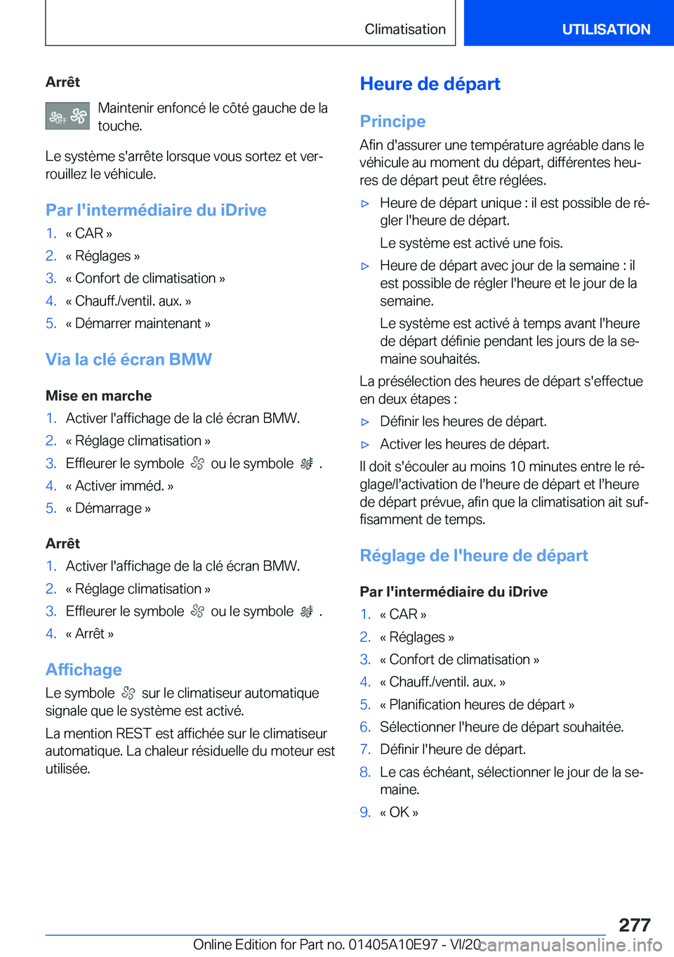 BMW X3 2021  Notices Demploi (in French) �A�r�r�ê�t�M�a�i�n�t�e�n�i�r��e�n�f�o�n�c�é��l�e��c�