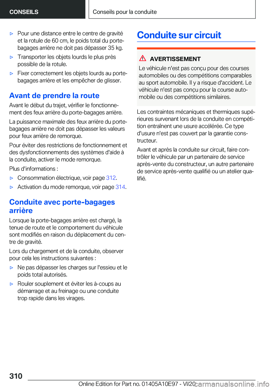 BMW X3 2021  Notices Demploi (in French) 'x�P�o�u�r��u�n�e��d�i�s�t�a�n�c�e��e�n�t�r�e��l�e��c�e�n�t�r�e��d�e��g�r�a�v�i�t�é�e�t��l�a��r�o�t�u�l�e��d�e��6�0��c�m�,��l�e��p�o�i�d�s��t�o�t�a�l��d�u��p�o�r�t�e�-
�b�a�g�a�g
