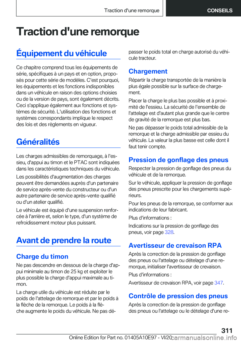 BMW X3 2021  Notices Demploi (in French) �T�r�a�c�t�i�o�n��d�'�u�n�e��r�e�m�o�r�q�u�e�