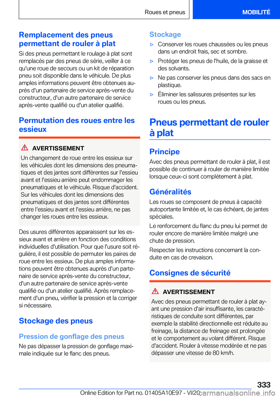 BMW X3 2021  Notices Demploi (in French) �R�e�m�p�l�a�c�e�m�e�n�t��d�e�s��p�n�e�u�s
�p�e�r�m�e�t�t�a�n�t��d�e��r�o�u�l�e�r��