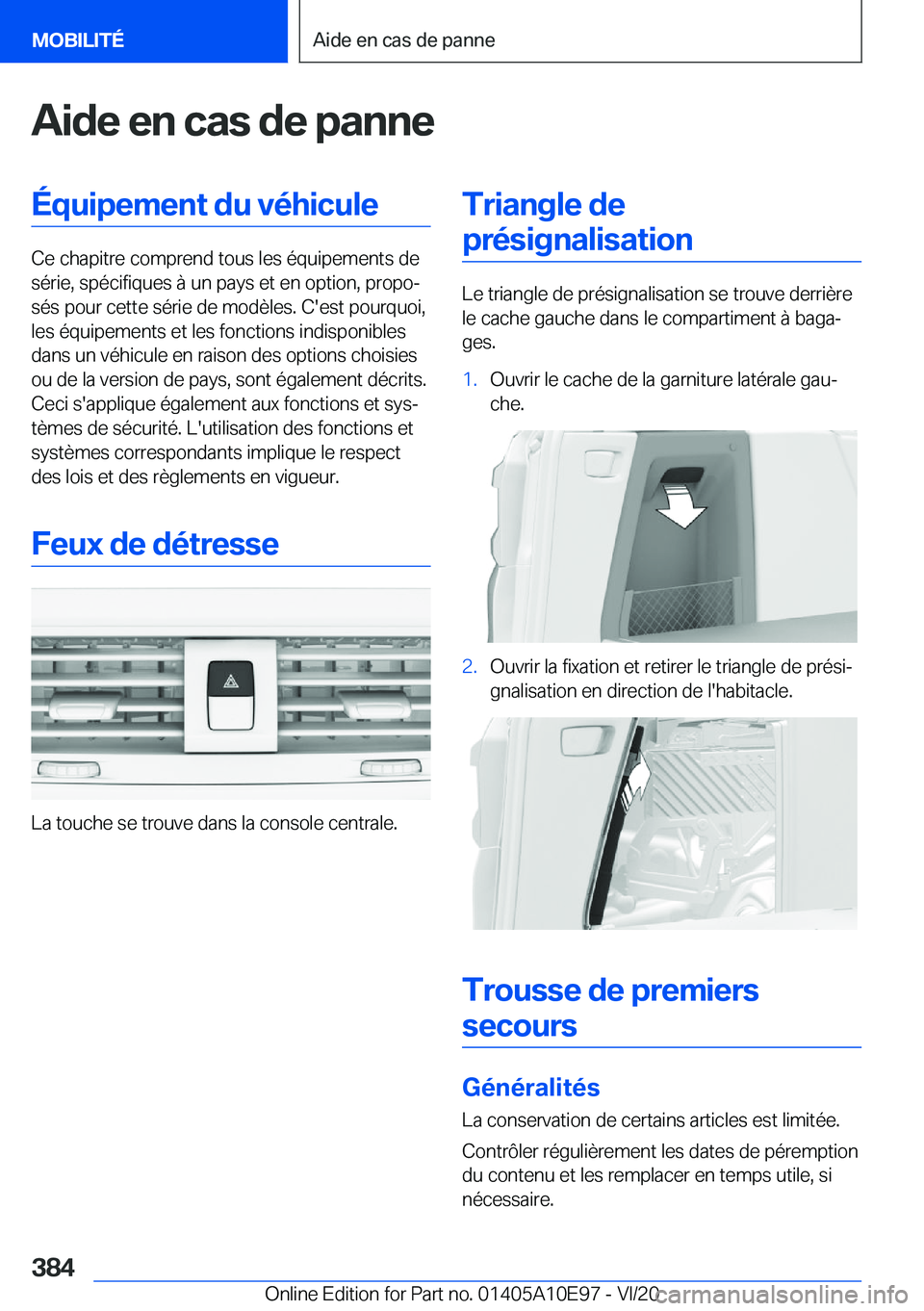 BMW X3 2021  Notices Demploi (in French) �A�i�d�e��e�n��c�a�s��d�e��p�a�n�n�e�