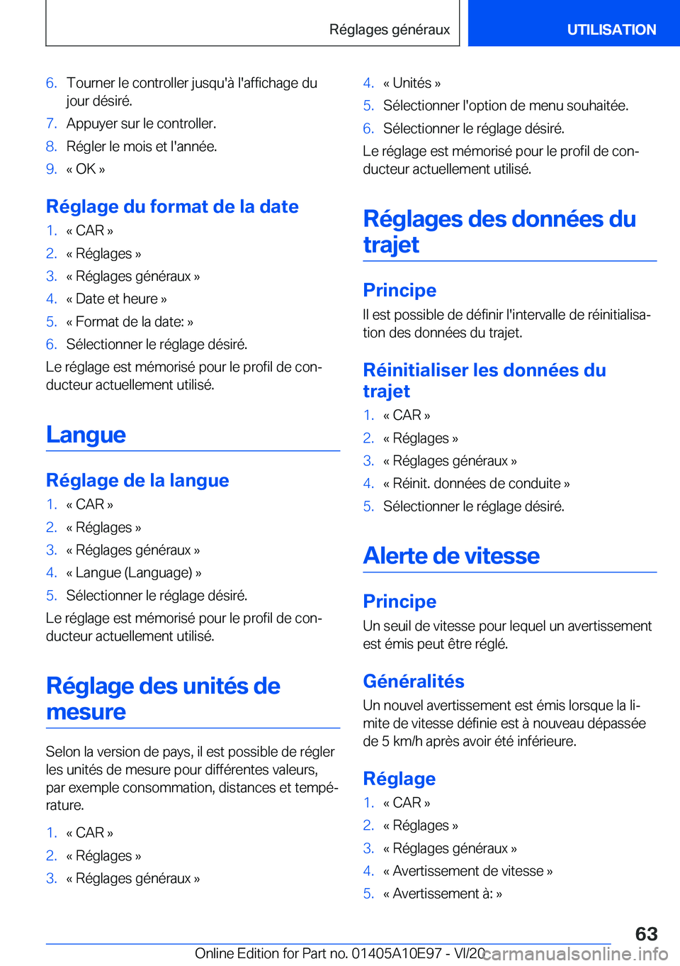 BMW X3 2021  Notices Demploi (in French) �6�.�T�o�u�r�n�e�r��l�e��c�o�n�t�r�o�l�l�e�r��j�u�s�q�u�'�