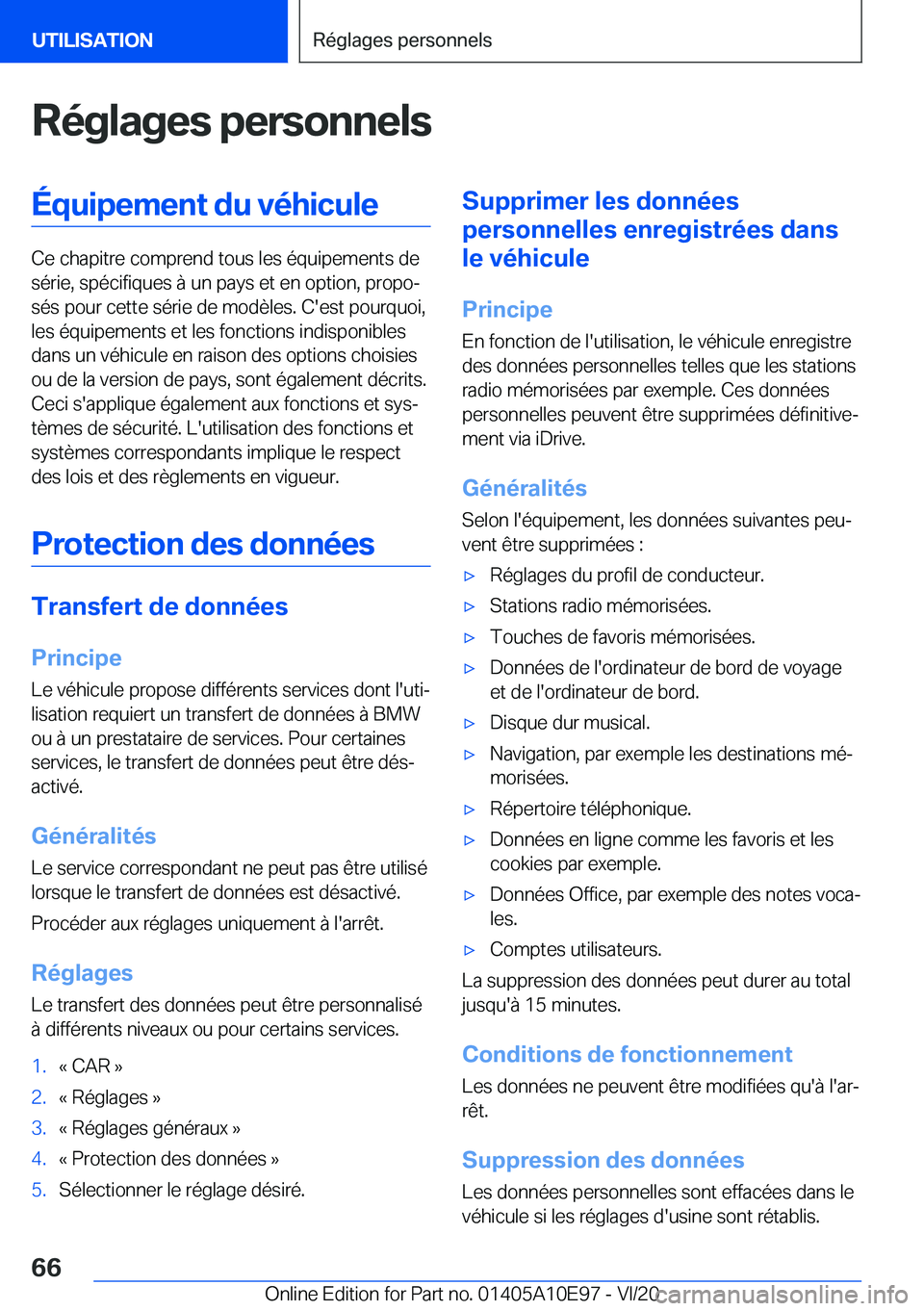 BMW X3 2021  Notices Demploi (in French) �R�é�g�l�a�g�e�s��p�e�r�s�o�n�n�e�l�s�