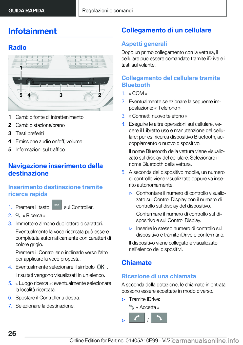 BMW X3 2021  Libretti Di Uso E manutenzione (in Italian) �I�n�f�o�t�a�i�n�m�e�n�t
�R�a�d�i�o
�1�C�a�m�b�i�o��f�o�n�t�e��d�i��i�n�t�r�a�t�t�e�n�i�m�e�n�t�o�2�C�a�m�b�i�o��s�t�a�z�i�o�n�e�/�b�r�a�n�o�3�T�a�s�t�i��p�r�e�f�e�r�i�t�i�4�E�m�i�s�s�i�o�n�e��a
