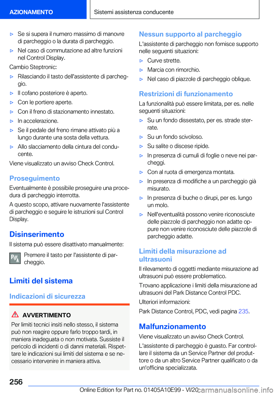 BMW X3 2021  Libretti Di Uso E manutenzione (in Italian) 'x�S�e��s�i��s�u�p�e�r�a��i�l��n�u�m�e�r�o��m�a�s�s�i�m�o��d�i��m�a�n�o�v�r�e
�d�i��p�a�r�c�h�e�g�g�i�o��o��l�a��d�u�r�a�t�a��d�i��p�a�r�c�h�e�g�g�i�o�.'x�N�e�l��c�a�s�o��d�i��