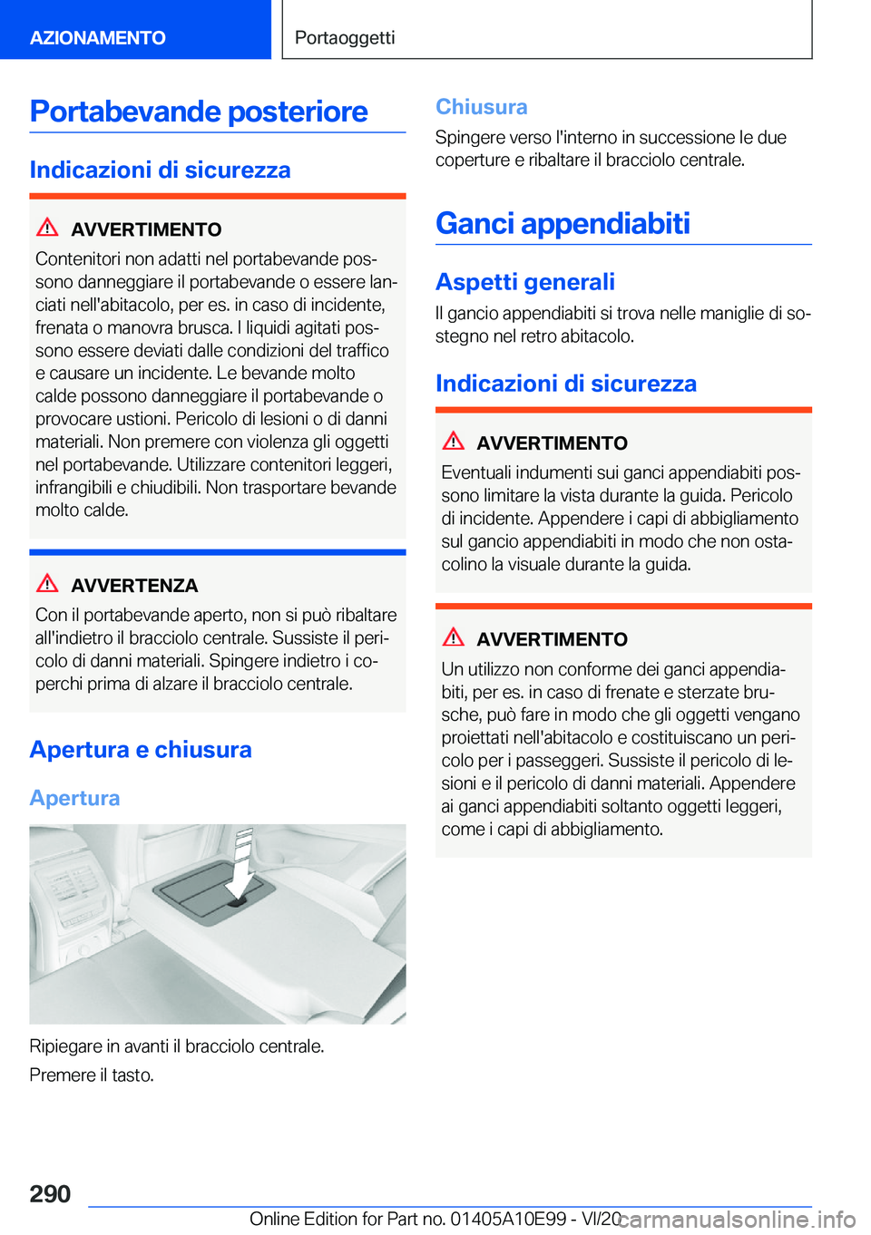 BMW X3 2021  Libretti Di Uso E manutenzione (in Italian) �P�o�r�t�a�b�e�v�a�n�d�e��p�o�s�t�e�r�i�o�r�e
�I�n�d�i�c�a�z�i�o�n�i��d�i��s�i�c�u�r�e�z�z�a
�A�V�V�E�R�T�I�M�E�N�T�O
�C�o�n�t�e�n�i�t�o�r�i��n�o�n��a�d�a�t�t�i��n�e�l��p�o�r�t�a�b�e�v�a�n�d�e�