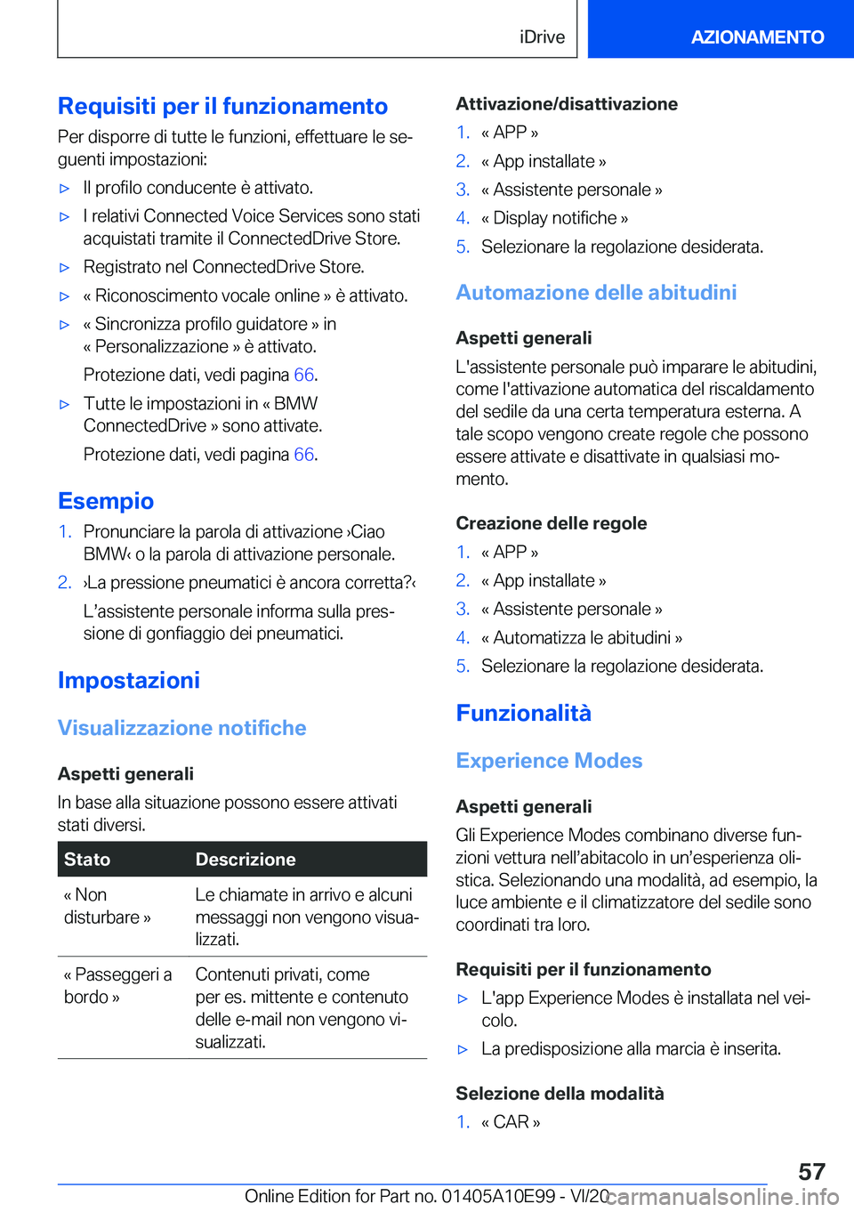 BMW X3 2021  Libretti Di Uso E manutenzione (in Italian) �R�e�q�u�i�s�i�t�i��p�e�r��i�l��f�u�n�z�i�o�n�a�m�e�n�t�o
�P�e�r��d�i�s�p�o�r�r�e��d�i��t�u�t�t�e��l�e��f�u�n�z�i�o�n�i�,��e�f�f�e�t�t�u�a�r�e��l�e��s�eª �g�u�e�n�t�i��i�m�p�o�s�t�a�z�i�