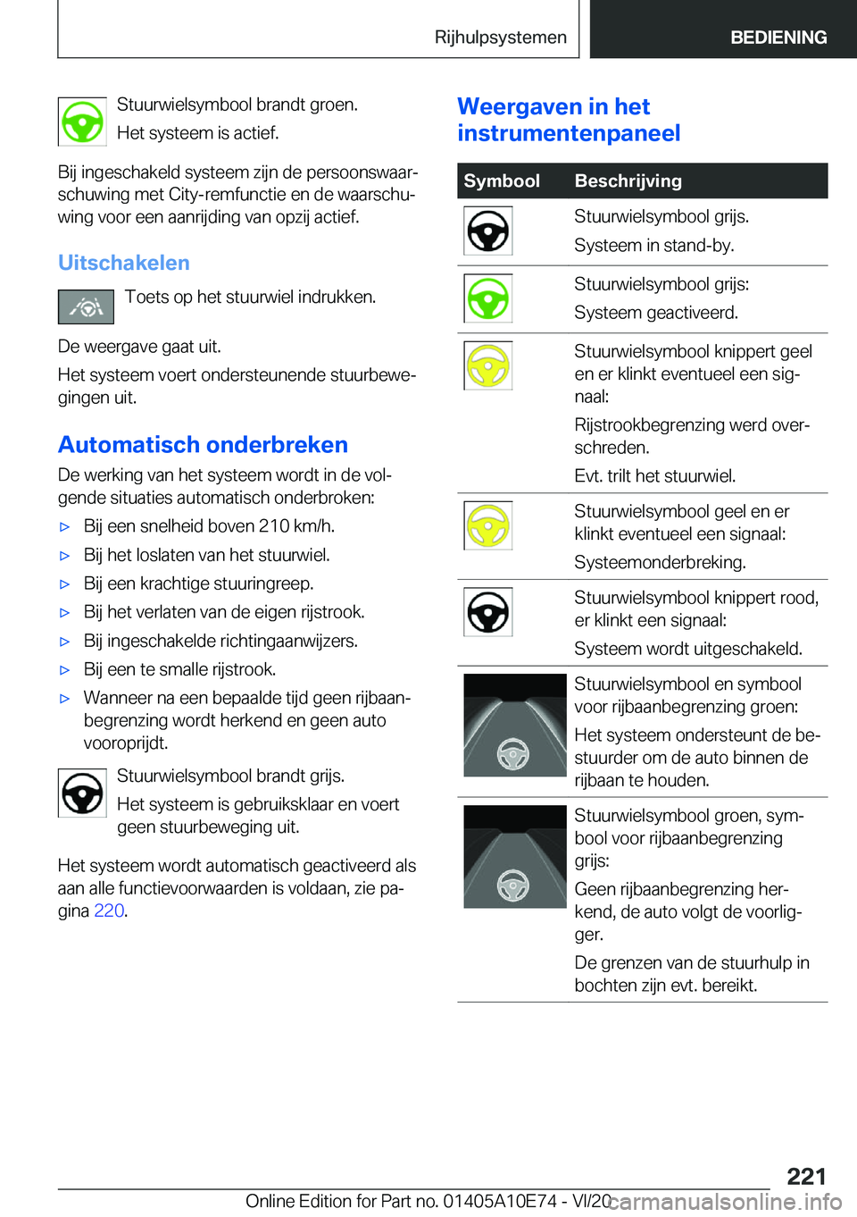 BMW X3 2021  Instructieboekjes (in Dutch) �S�t�u�u�r�w�i�e�l�s�y�m�b�o�o�l��b�r�a�n�d�t��g�r�o�e�n�.
�H�e�t��s�y�s�t�e�e�m��i�s��a�c�t�i�e�f�.
�B�i�j��i�n�g�e�s�c�h�a�k�e�l�d��s�y�s�t�e�e�m��z�i�j�n��d�e��p�e�r�s�o�o�n�s�w�a�a�rj
�