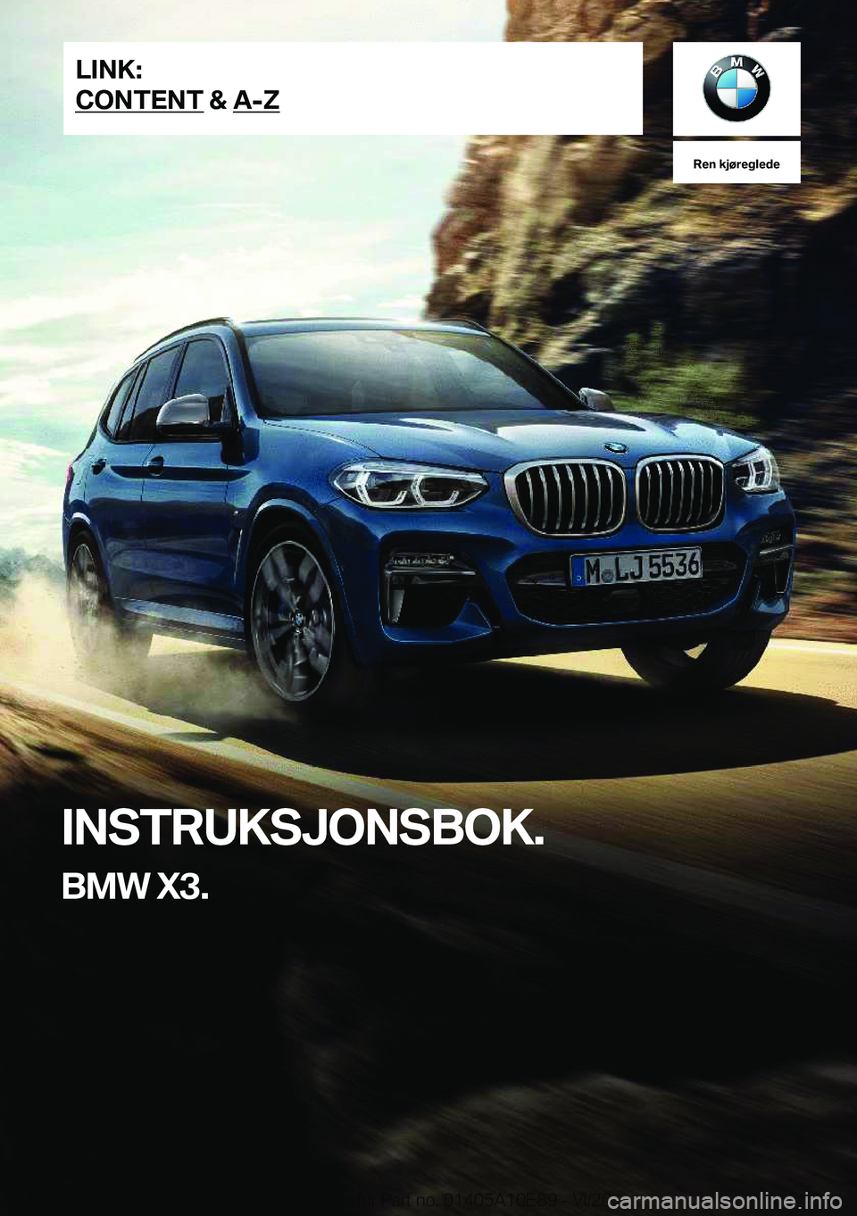 BMW X3 2021  InstruksjonsbØker (in Norwegian) �R�e�n��k�j�