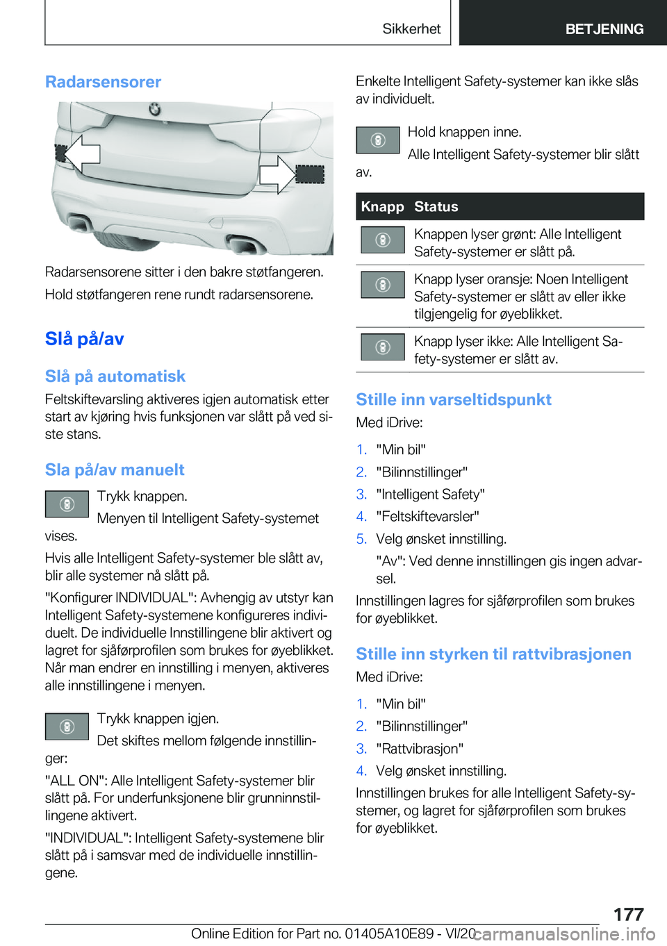 BMW X3 2021  InstruksjonsbØker (in Norwegian) �R�a�d�a�r�s�e�n�s�o�r�e�r
�R�a�d�a�r�s�e�n�s�o�r�e�n�e��s�i�t�t�e�r��i��d�e�n��b�a�k�r�e��s�t�