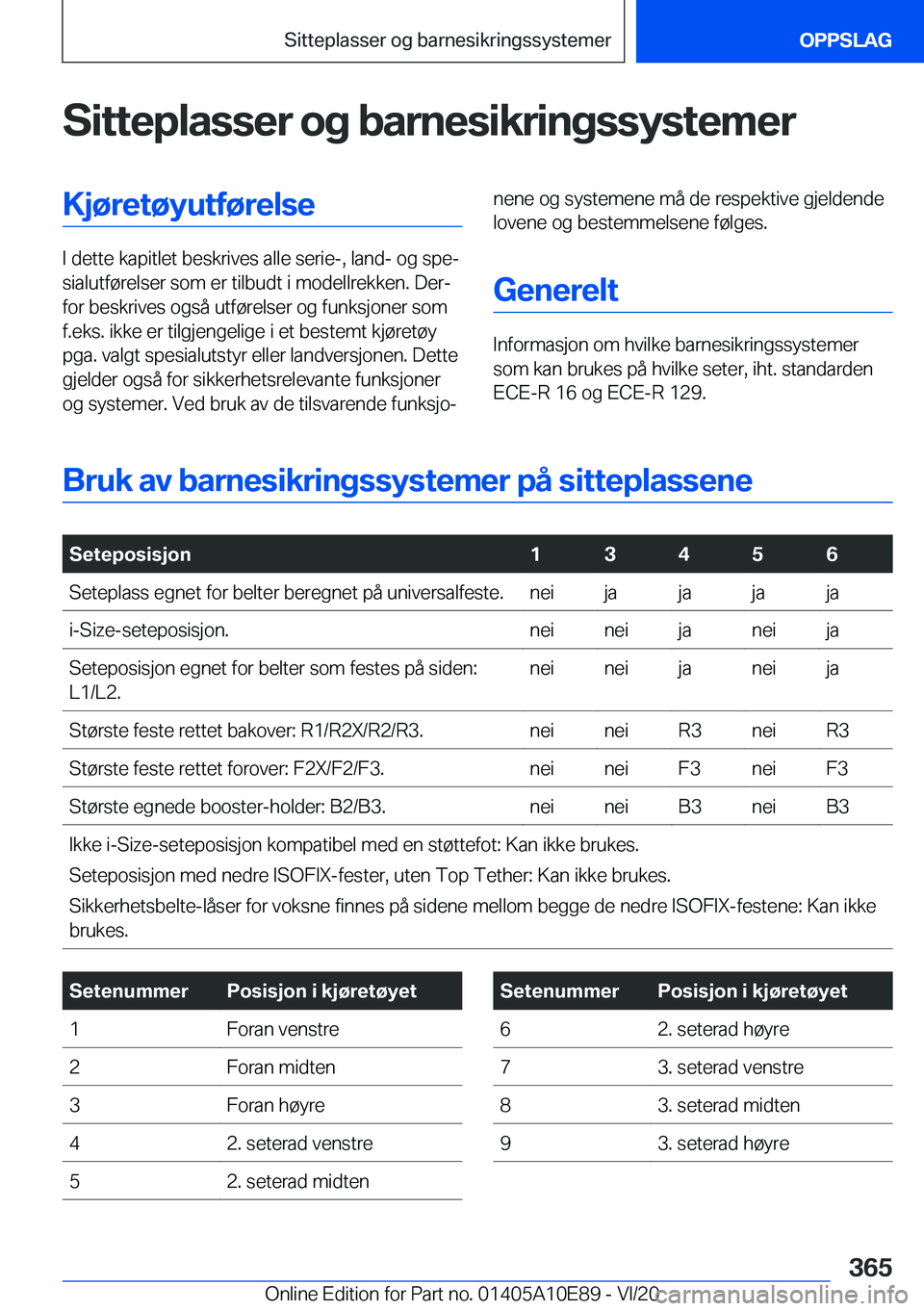 BMW X3 2021  InstruksjonsbØker (in Norwegian) �S�i�t�t�e�p�l�a�s�s�e�r��o�g��b�a�r�n�e�s�i�k�r�i�n�g�s�s�y�s�t�e�m�e�r�K�j�