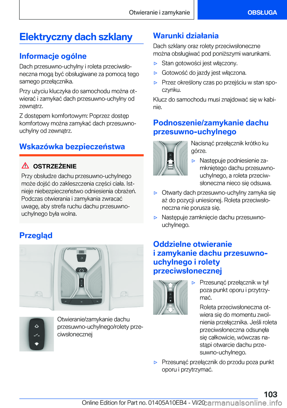 BMW X3 2021  Instrukcja obsługi (in Polish) �E�l�e�k�t�r�y�c�z�n�y��d�a�c�h��s�z�k�l�a�n�y
�I�n�f�o�r�m�a�c�j�e��o�g�