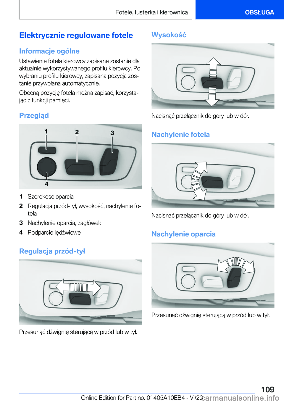 BMW X3 2021  Instrukcja obsługi (in Polish) �E�l�e�k�t�r�y�c�z�n�i�e��r�e�g�u�l�o�w�a�n�e��f�o�t�e�l�e
�I�n�f�o�r�m�a�c�j�e��o�g�