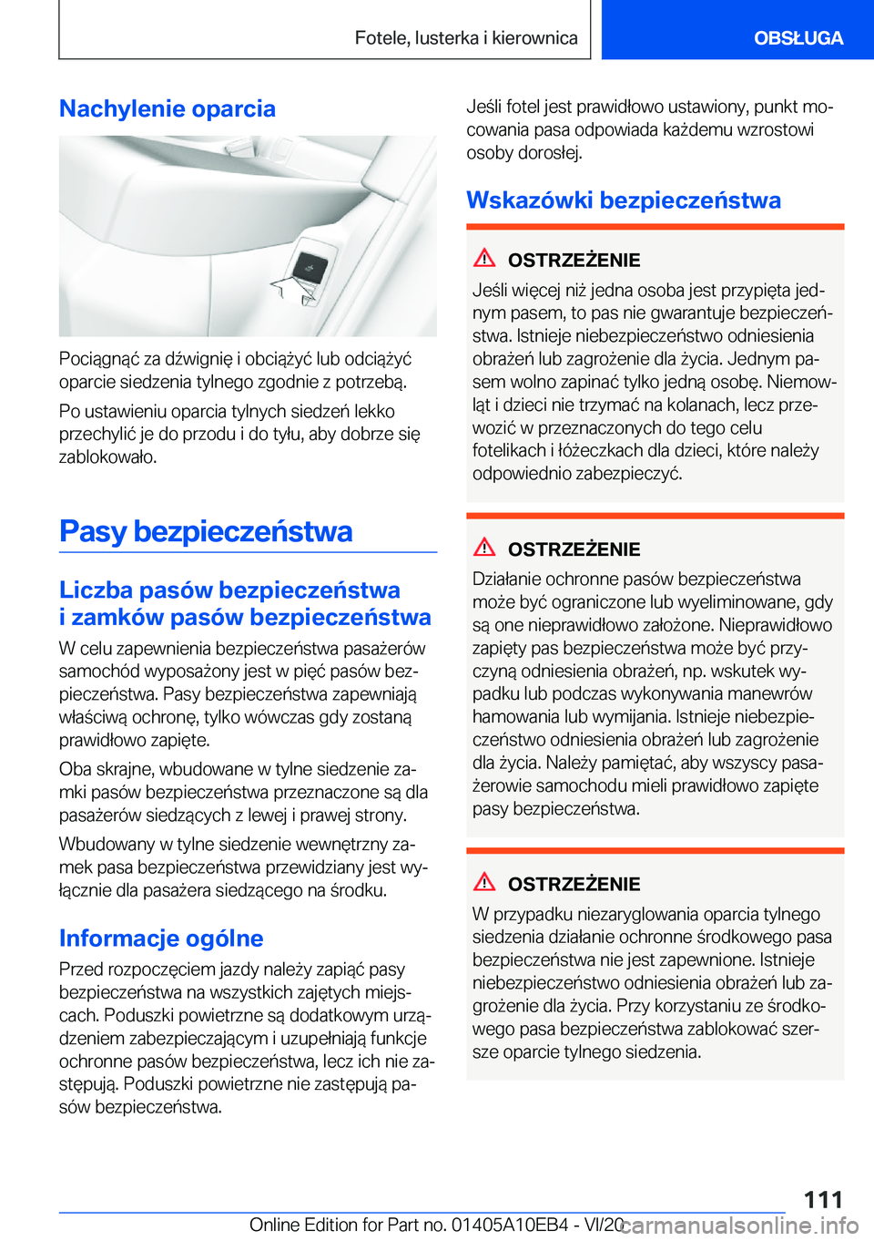 BMW X3 2021  Instrukcja obsługi (in Polish) �N�a�c�h�y�l�e�n�i�e��o�p�a�r�c�i�a
�P�o�c�i�