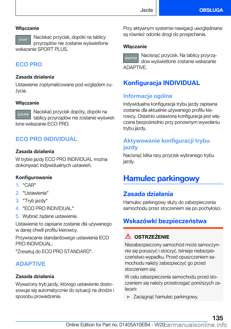 BMW X3 2021  Instrukcja obsługi (in Polish) �W�ł�ą�c�z�a�n�i�e�N�a�c�i�s�k�a�