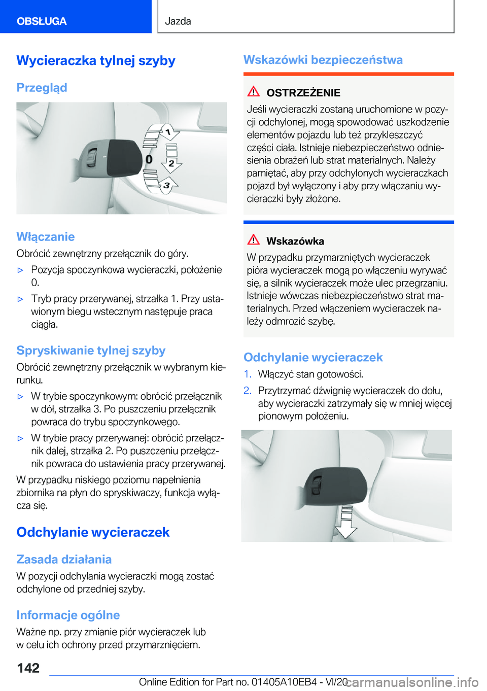 BMW X3 2021  Instrukcja obsługi (in Polish) �W�y�c�i�e�r�a�c�z�k�a��t�y�l�n�e�j��s�z�y�b�y
�P�r�z�e�g�l�ą�d
�W�ł�ą�c�z�a�n�i�e
�O�b�r�