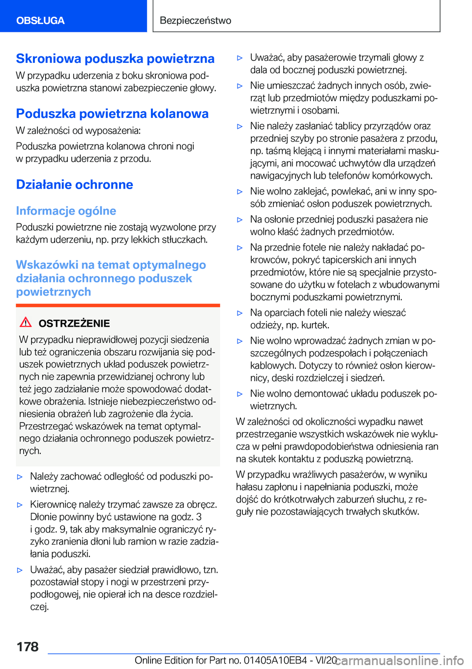 BMW X3 2021  Instrukcja obsługi (in Polish) �S�k�r�o�n�i�o�w�a��p�o�d�u�s�z�k�a��p�o�w�i�e�t�r�z�n�a
�W��p�r�z�y�p�a�d�k�u��u�d�e�r�z�e�n�i�a��z��b�o�k�u��s�k�r�o�n�i�o�w�a��p�o�dj
�u�s�z�k�a��p�o�w�i�e�t�r�z�n�a��s�t�a�n�o�w�i��z�a