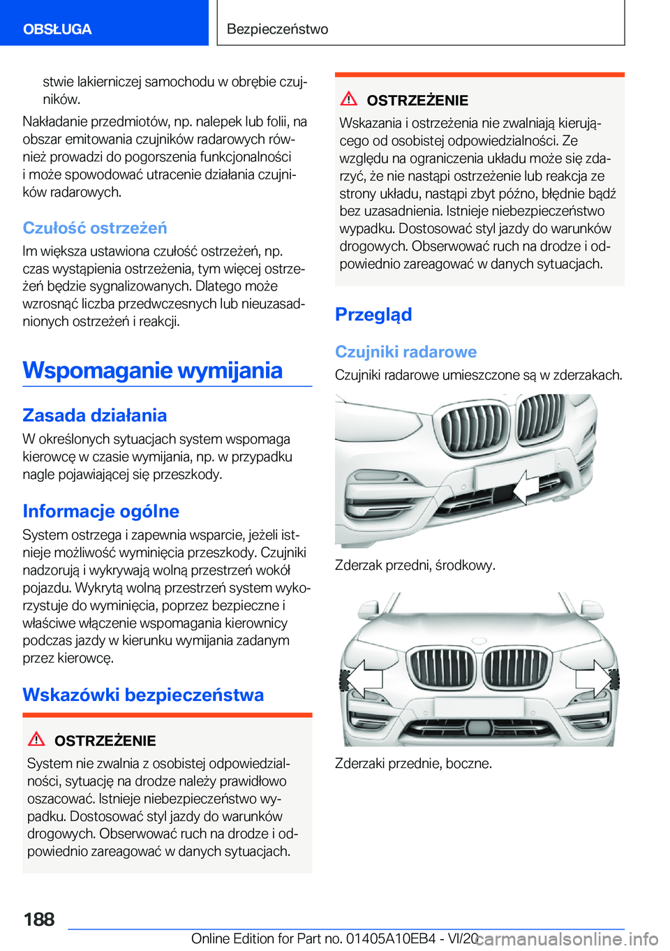BMW X3 2021  Instrukcja obsługi (in Polish) �s�t�w�i�e��l�a�k�i�e�r�n�i�c�z�e�j��s�a�m�o�c�h�o�d�u��w��o�b�r�