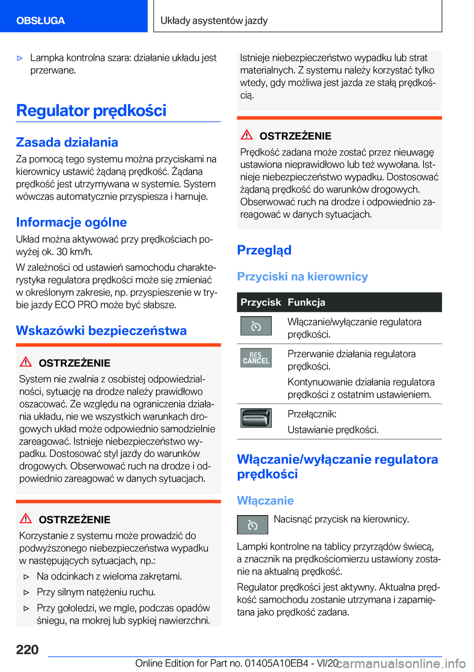 BMW X3 2021  Instrukcja obsługi (in Polish) 'x�L�a�m�p�k�a��k�o�n�t�r�o�l�n�a��s�z�a�r�a�:��d�z�i�a�ł�a�n�i�e��u�k�ł�a�d�u��j�e�s�t
�p�r�z�e�r�w�a�n�e�.
�R�e�g�u�l�a�t�o�r��p�r�