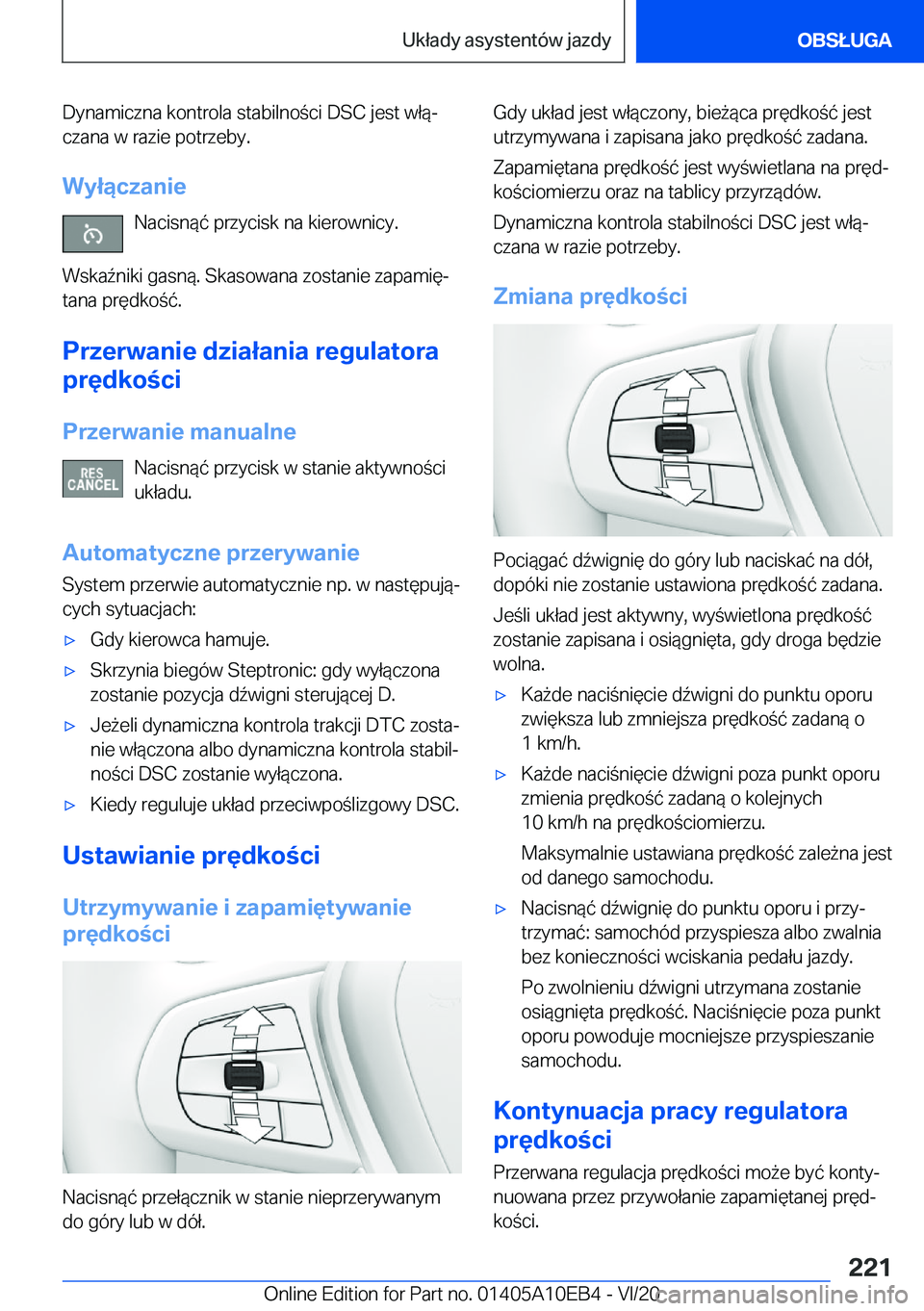 BMW X3 2021  Instrukcja obsługi (in Polish) �D�y�n�a�m�i�c�z�n�a��k�o�n�t�r�o�l�a��s�t�a�b�i�l�n�o�c�i��D�S�C��j�e�s�t��w�ł�